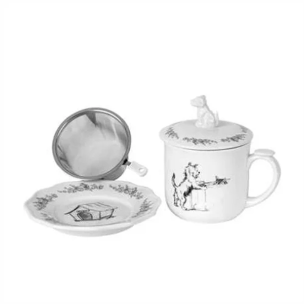 Dog Tea Cup Set with Strainer