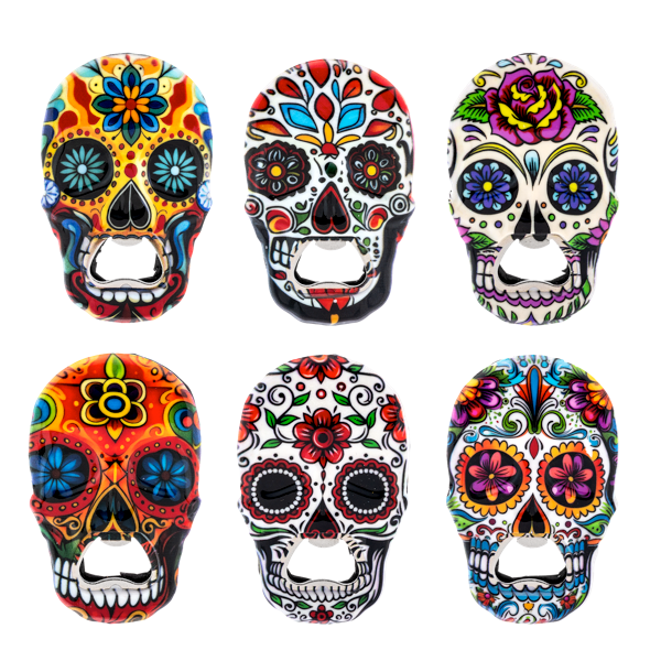 Sugar Skull Bottle Opener Magnets-Assorted, each sold separately