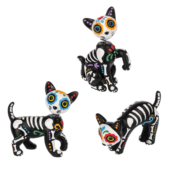 Sugar Skull Cat Figurine-Assorted, each sold separately