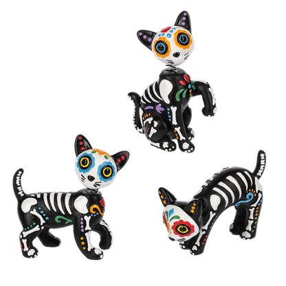 Sugar Skull Cat Figurine-Assorted, each sold separately