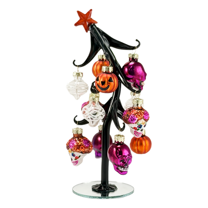Sugar Skull Slanted Glass Tree with Ornaments-Assorted Styles, sold separately