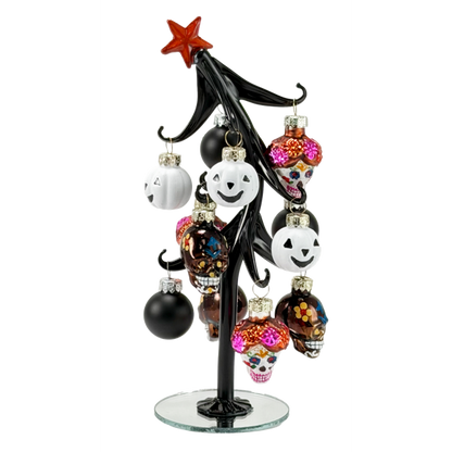 Sugar Skull Slanted Glass Tree with Ornaments-Assorted Styles, sold separately