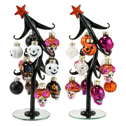 Sugar Skull Slanted Glass Tree with Ornaments-Assorted Styles, sold separately