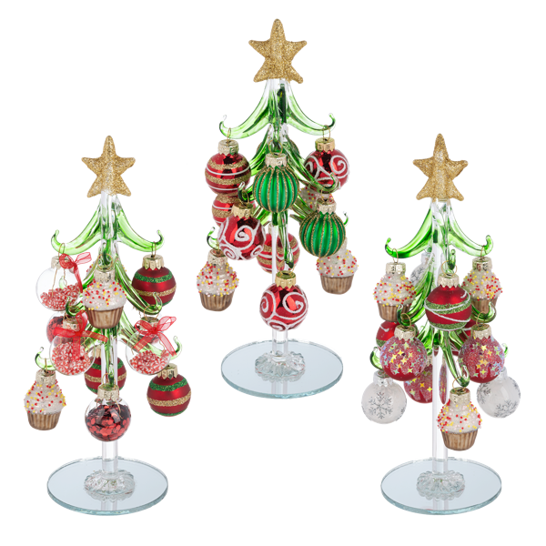 Sweet Treat Glass Christmas Tree w/Ornaments-Assorted, each sold separately