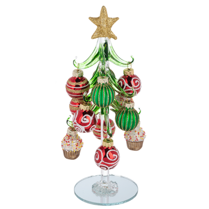 Sweet Treat Glass Christmas Tree w/Ornaments-Assorted, each sold separately