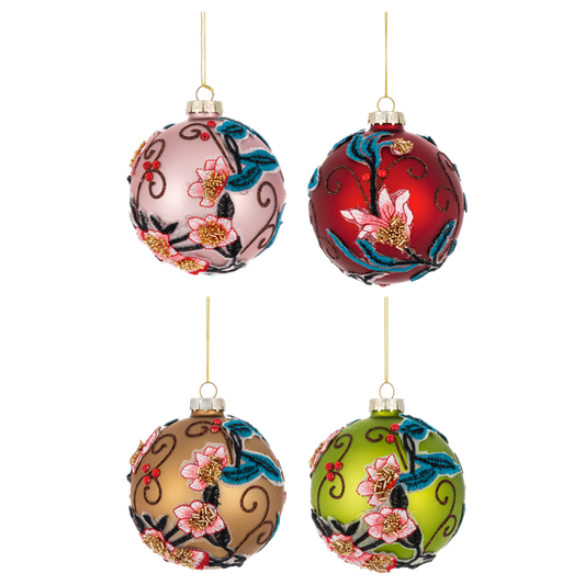 Embellished Swirl Ball Glass Ornament-Assorted Colors, each sold separately