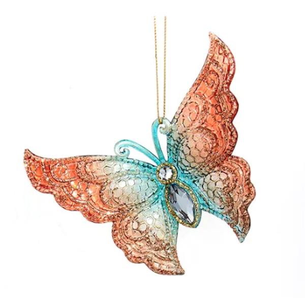 Teal & Desert Rose Butterfly Ornament-Assorted, sold separately