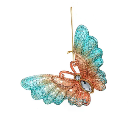 Teal & Desert Rose Butterfly Ornament-Assorted, sold separately