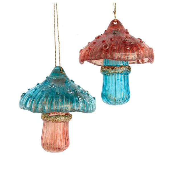 Teal and Desert Rose Mushroom Ornament-Assorted, each sold seperately