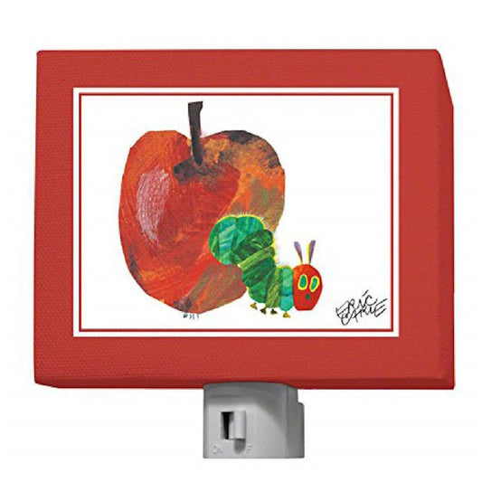 The Very Hungry Caterpillar and Apple Canvas Nightlight, Eric Carle Art