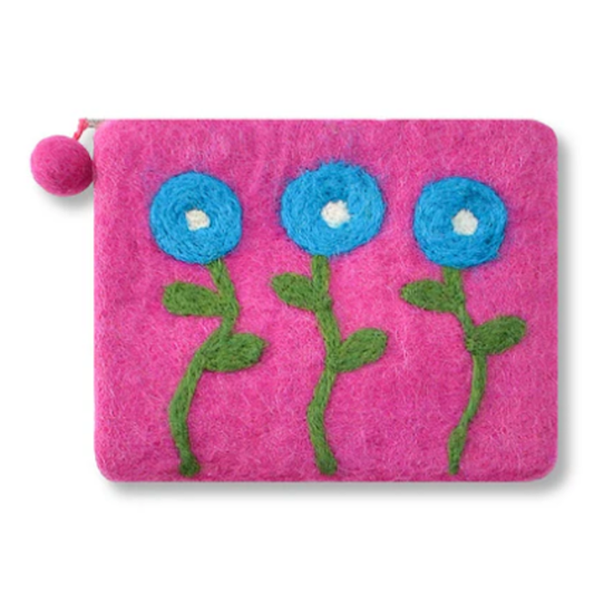 Three Needle Flower Coin Purse-Pink