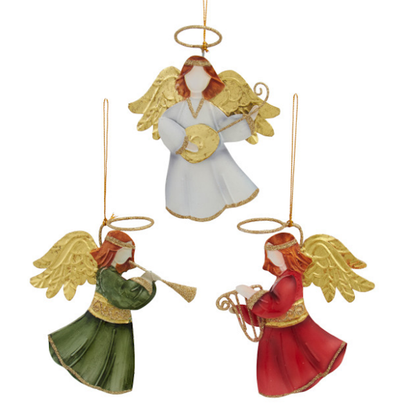 Tin Angel with Instruments Ornaments-Assorted Styles, each sold separately