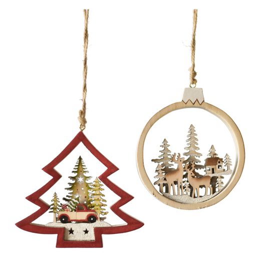 Laser-Cut Tree or Deer Scene Ornament, sold separately