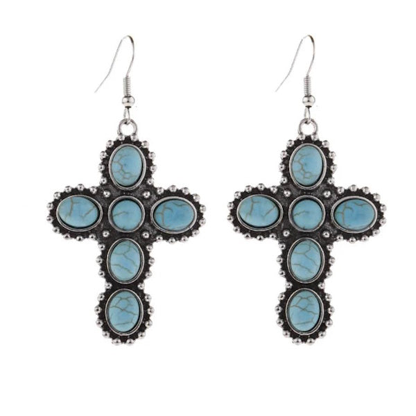 Turquoise Cross Earrings