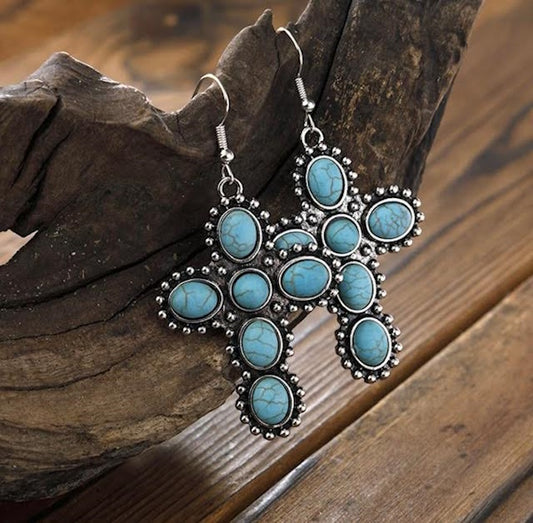 Turquoise Cross Earrings