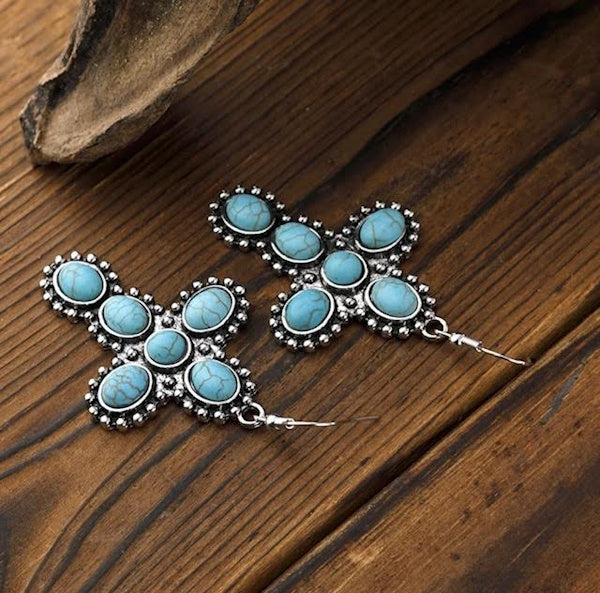 Turquoise Cross Earrings