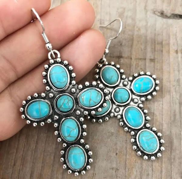 Turquoise Cross Earrings