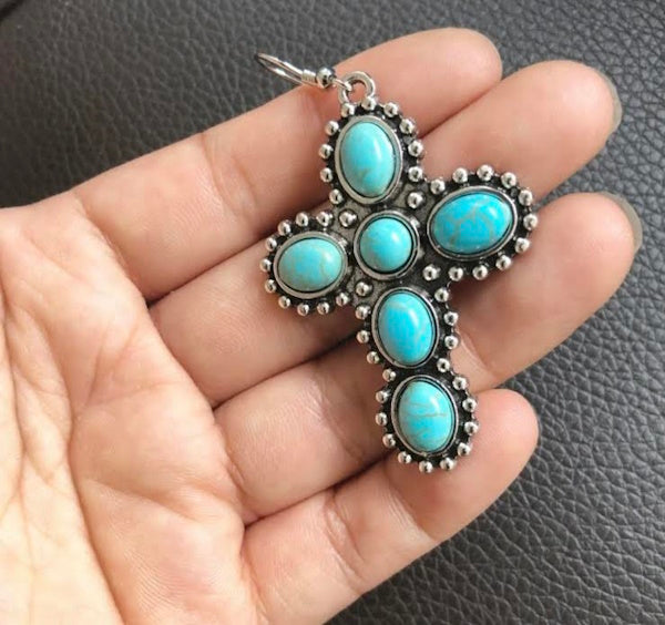 Turquoise Cross Earrings