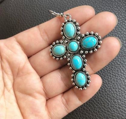Turquoise Cross Earrings