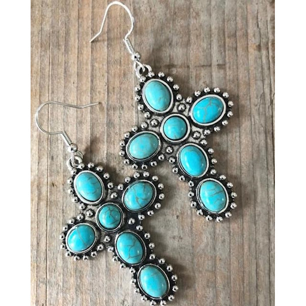 Turquoise Cross Earrings