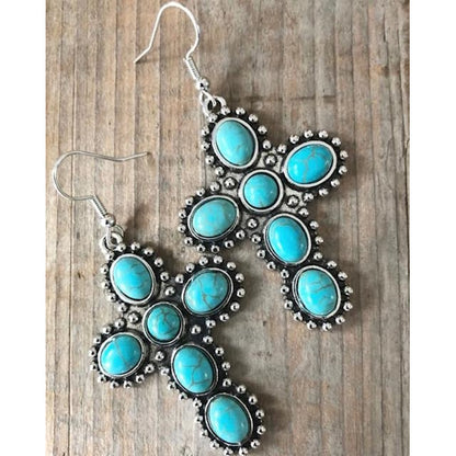 Turquoise Cross Earrings