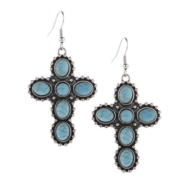 Turquoise Cross Earrings