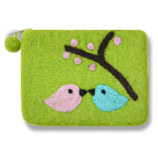 Two Love Bird Coin Purse-Green