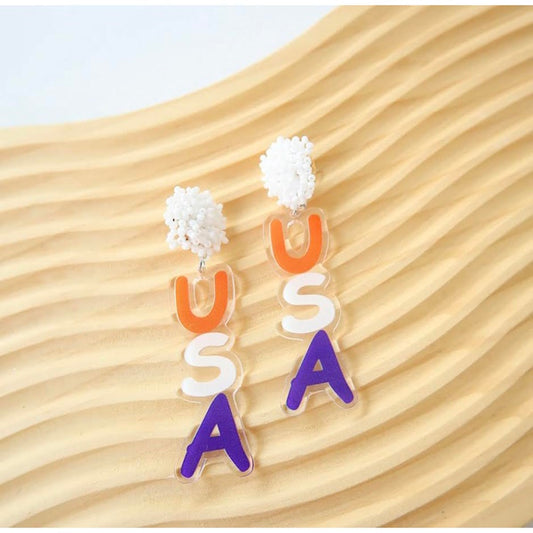USA Acrylic/Beaded Earrings