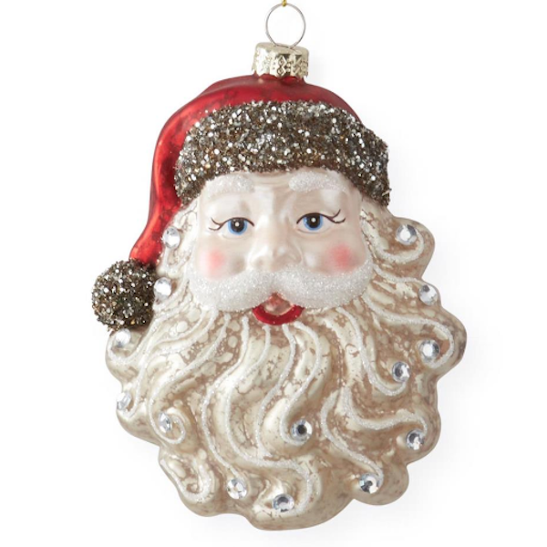 Vintage Glass Santa Head Ornament