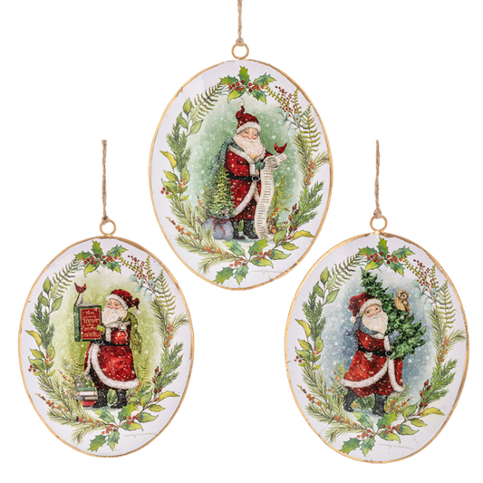 Vintage Santa Disk Ornament-Assorted Styles, sold separately