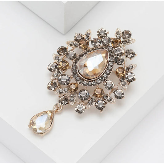 Crystal Water Drop Brooch Pin