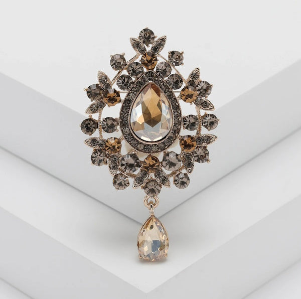 Crystal Water Drop Brooch Pin