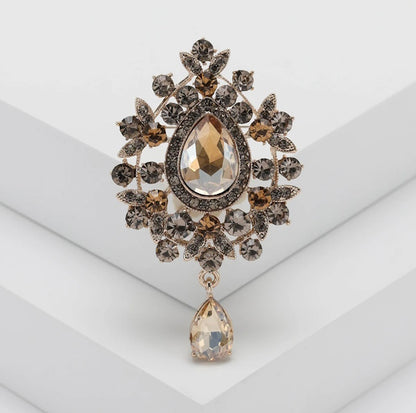 Crystal Water Drop Brooch Pin