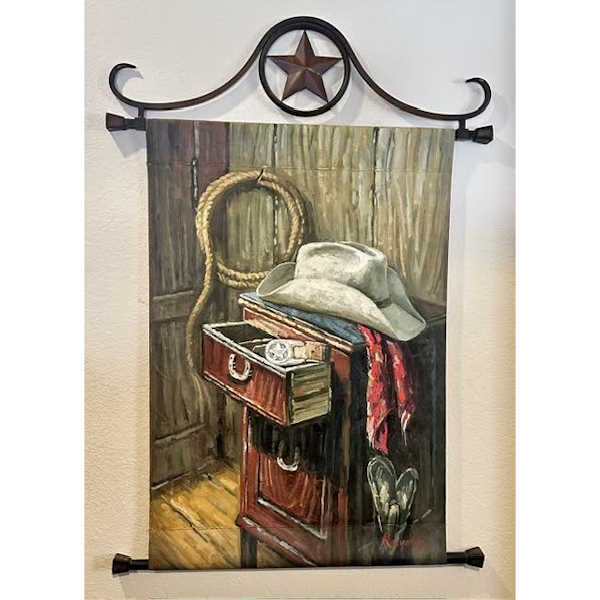 Vintage Western Cowboy Canvas Wall Scroll | Always Unique (2007)