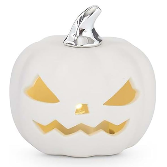 White Ceramic LED Jack O'Lantern