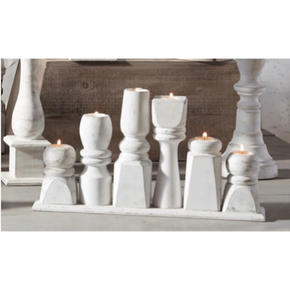 White Washed Candlestick Holder