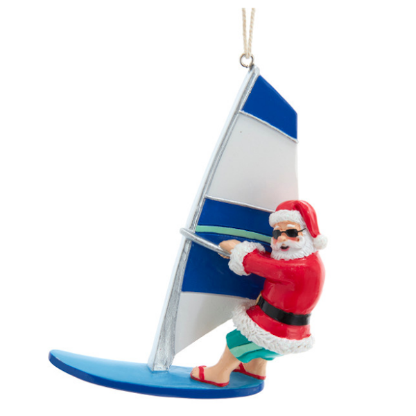 Wind Surf Santa Ornament