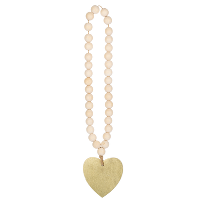 Wood Beaded Loop with Desert Colors Heart Charm-Assorted, each sold seperately