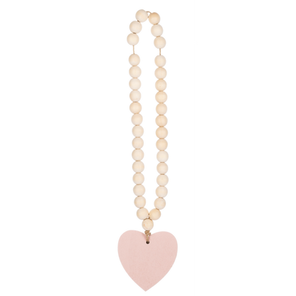 Wood Beaded Loop with Desert Colors Heart Charm-Assorted, each sold seperately