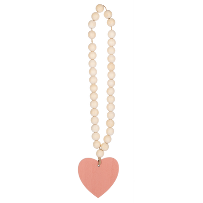 Wood Beaded Loop with Desert Colors Heart Charm-Assorted, each sold seperately