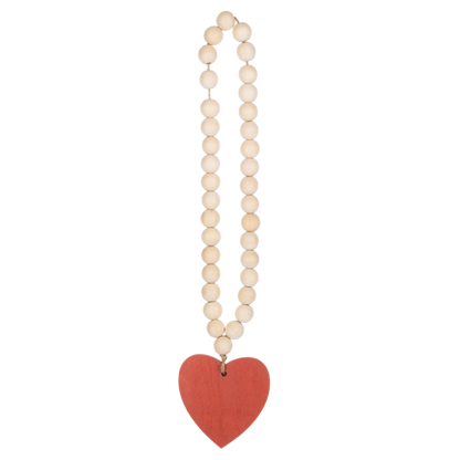 Wood Beaded Loop with Desert Colors Heart Charm-Assorted, each sold seperately