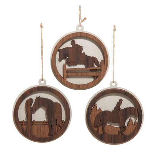 3-Layered Wood Equestrian Disc Ornament-Assorted, sold seperately