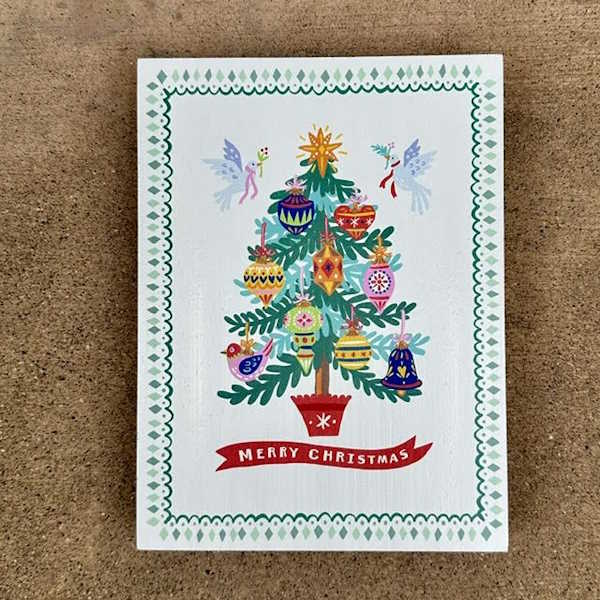 Merry Christmas, Christmas Tree Printed Wood Art Block