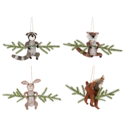 Woodland Animal On Branch Ornaments-Assorted, sold seperately