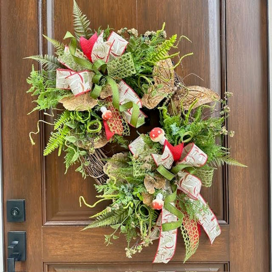Woodland Mushroom Wreath-Handmade