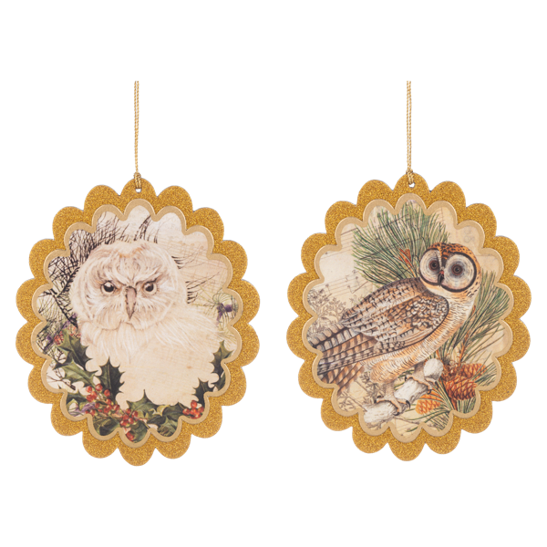Woodland Owl Ornament, Paper-Assorted Styles, each sold separately
