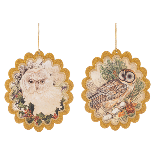 Woodland Owl Ornament, Paper-Assorted Styles, each sold separately