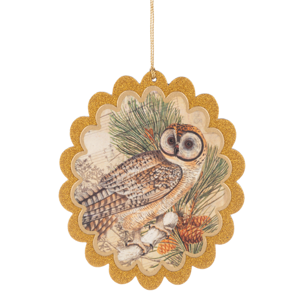 Woodland Owl Ornament, Paper-Assorted Styles, each sold separately