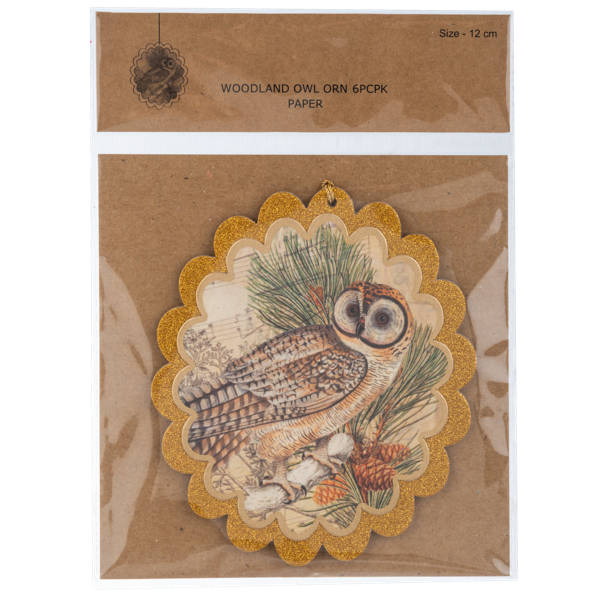 Woodland Owl Ornament, Paper-Assorted Styles, each sold separately