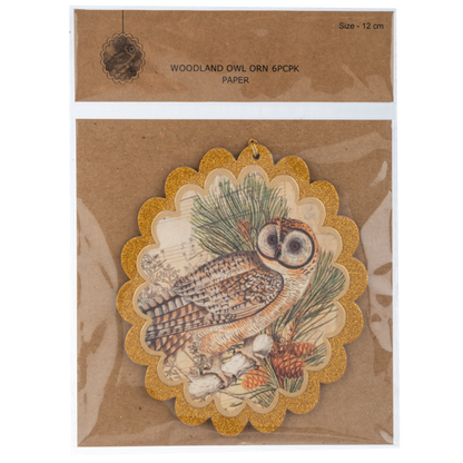 Woodland Owl Ornament, Paper-Assorted Styles, each sold separately